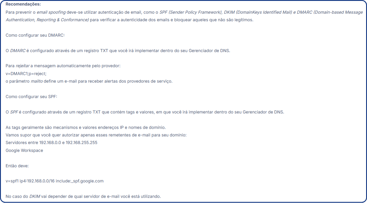 Como escrever um bom relatório de Pentest? - Recomendação sobre a vulnerabilidade Falsificação de e-mails disponível na plataforma Vantico