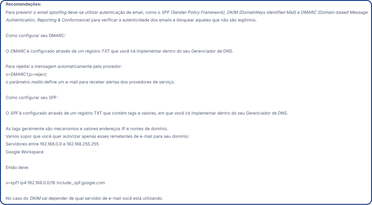 Como escrever um bom relatório de Pentest? - Recomendação sobre a vulnerabilidade Falsificação de e-mails disponível na plataforma Vantico